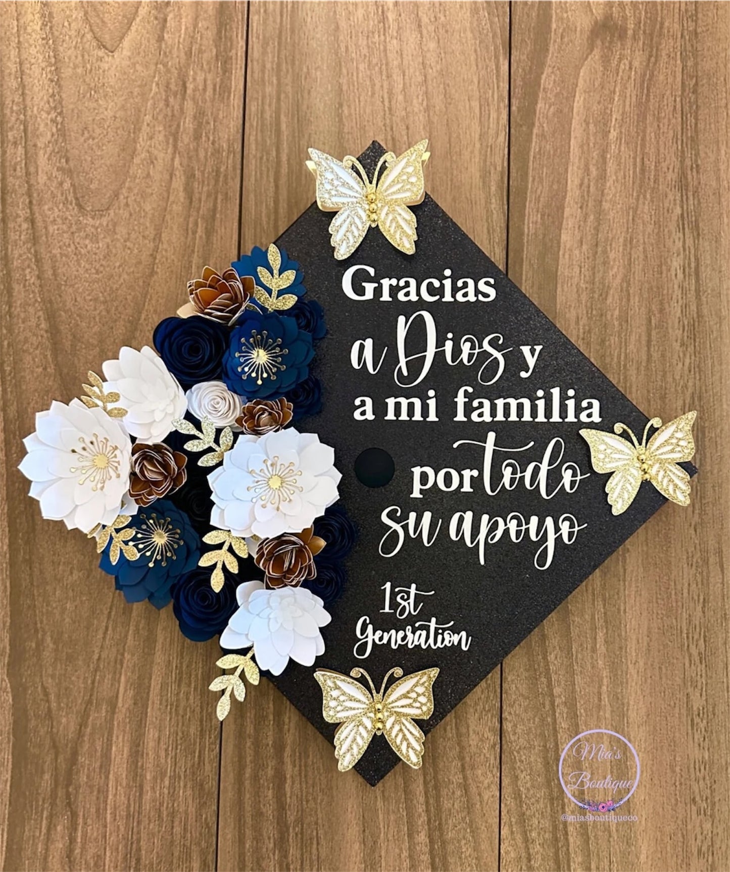 Custom Personalized Mexican Graduation Cap Topper with floral sunflowers