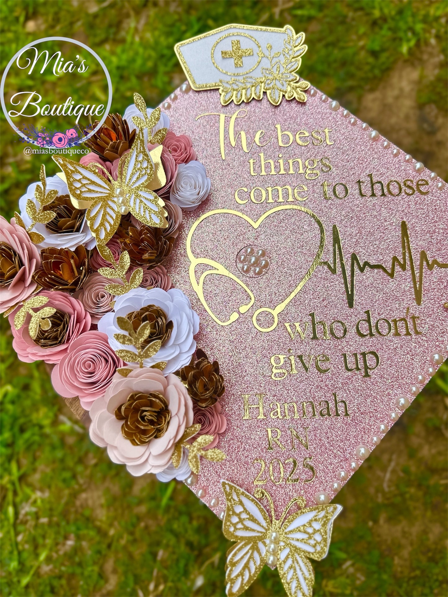 Custom Personalized Graduation Cap Topper Nurse Graduation Cap Nursing heart stethoscope. Personalized graduation cap for graduation day