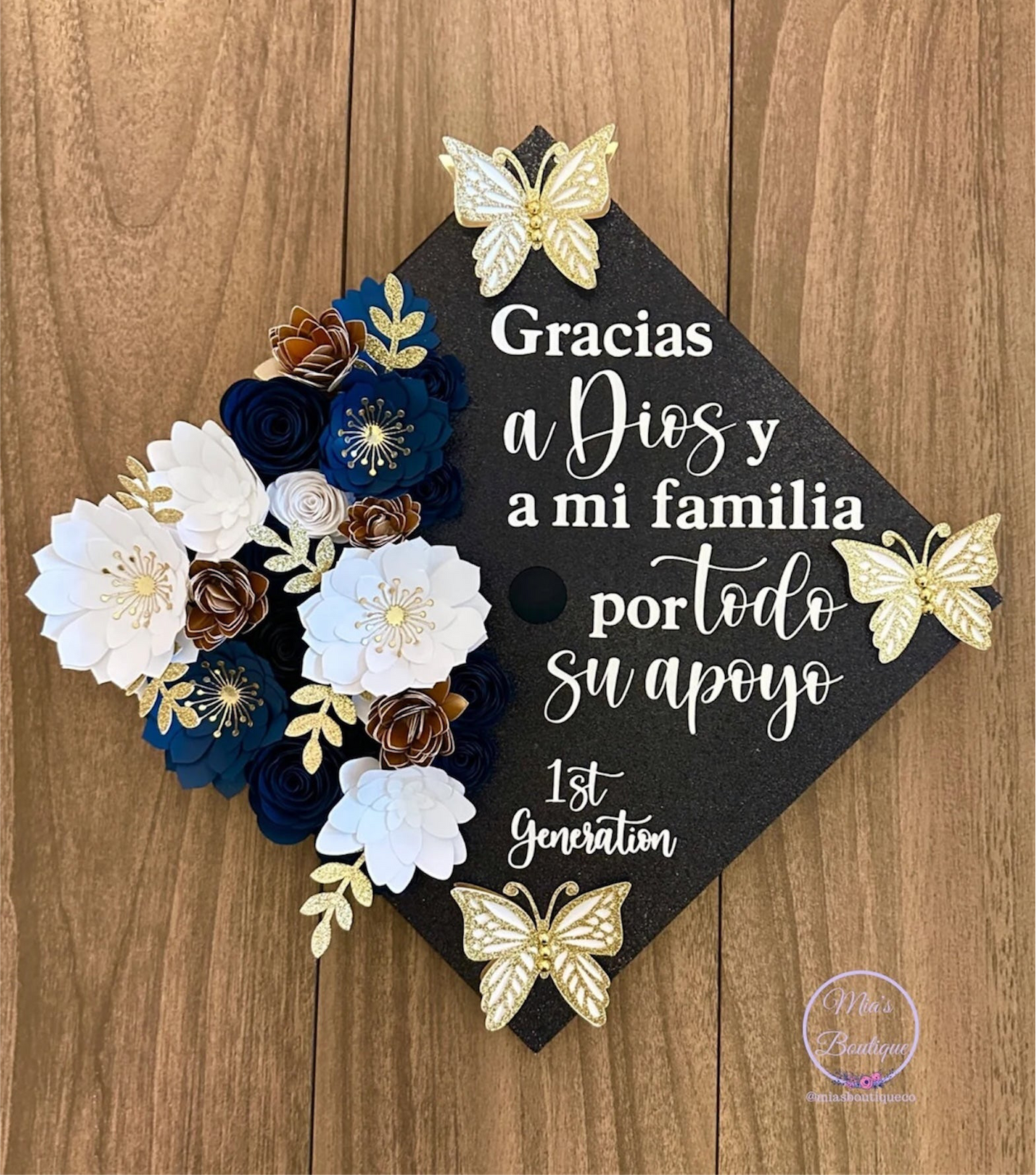 Custom Personalized Mexican Graduation Cap Topper with floral sunflowers