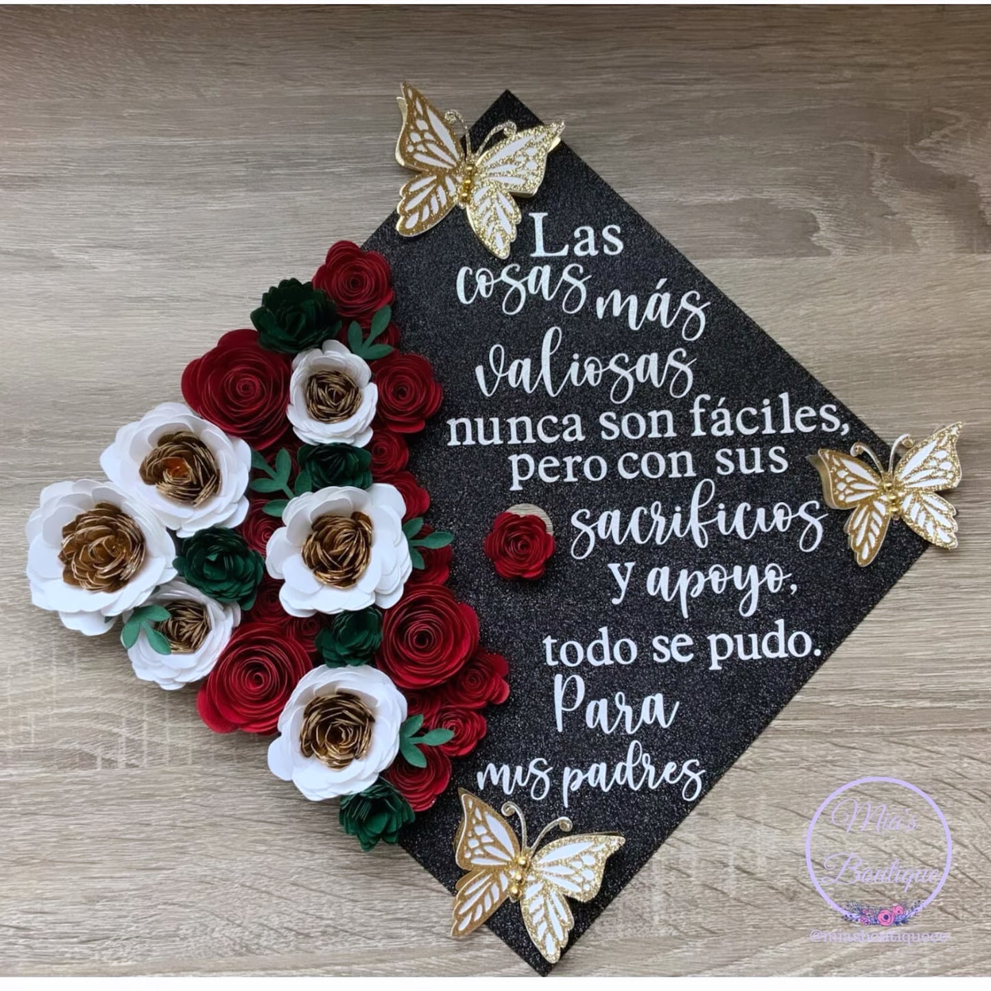 Custom Mexico Graduation Cap Topper Para Mis Padres Mexican Flag Floral
Sunflowers Gold Butterfly Mexican Country heritage Graduation Cap