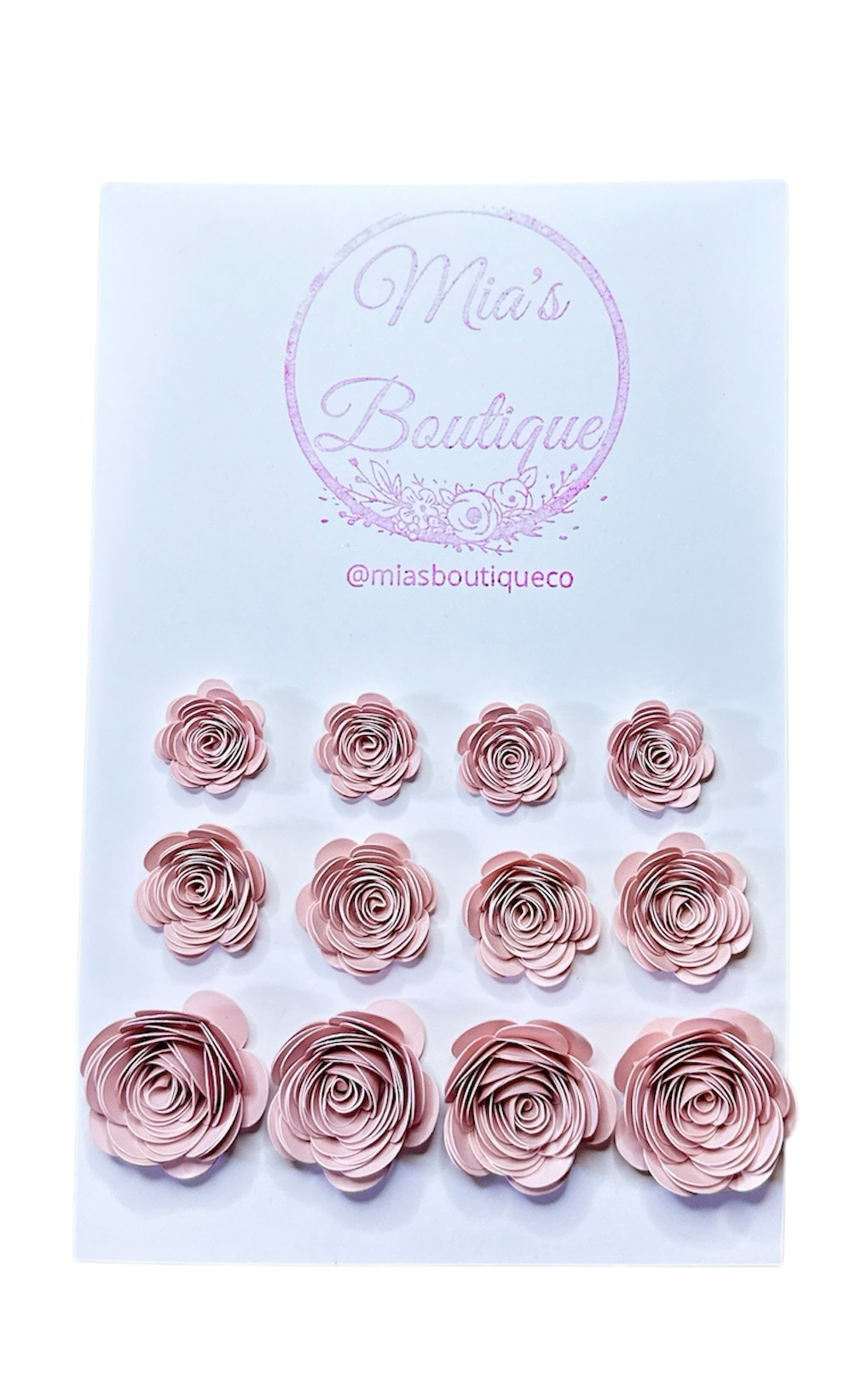 Pink Roses Flowers set of 12 Small Medium Large Paper Flower Decoration, Grad Cap Paper Flower Embellishment, Graduation Cap Toppers