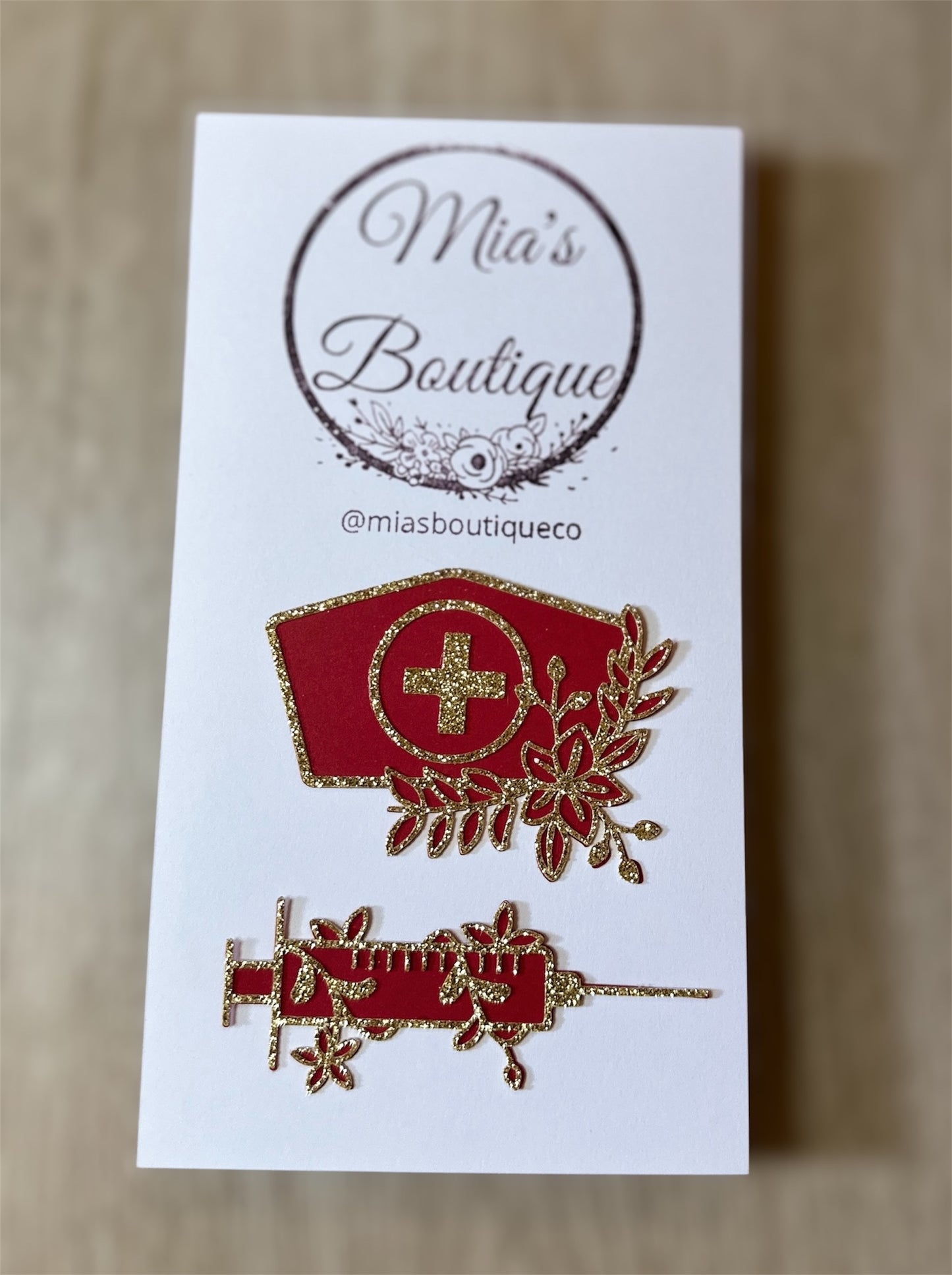 Nurse Hat Syringe Red and Gold, Nurse Student Nurse Hat Syringe, DIY crafting project, Embellishments Decorations