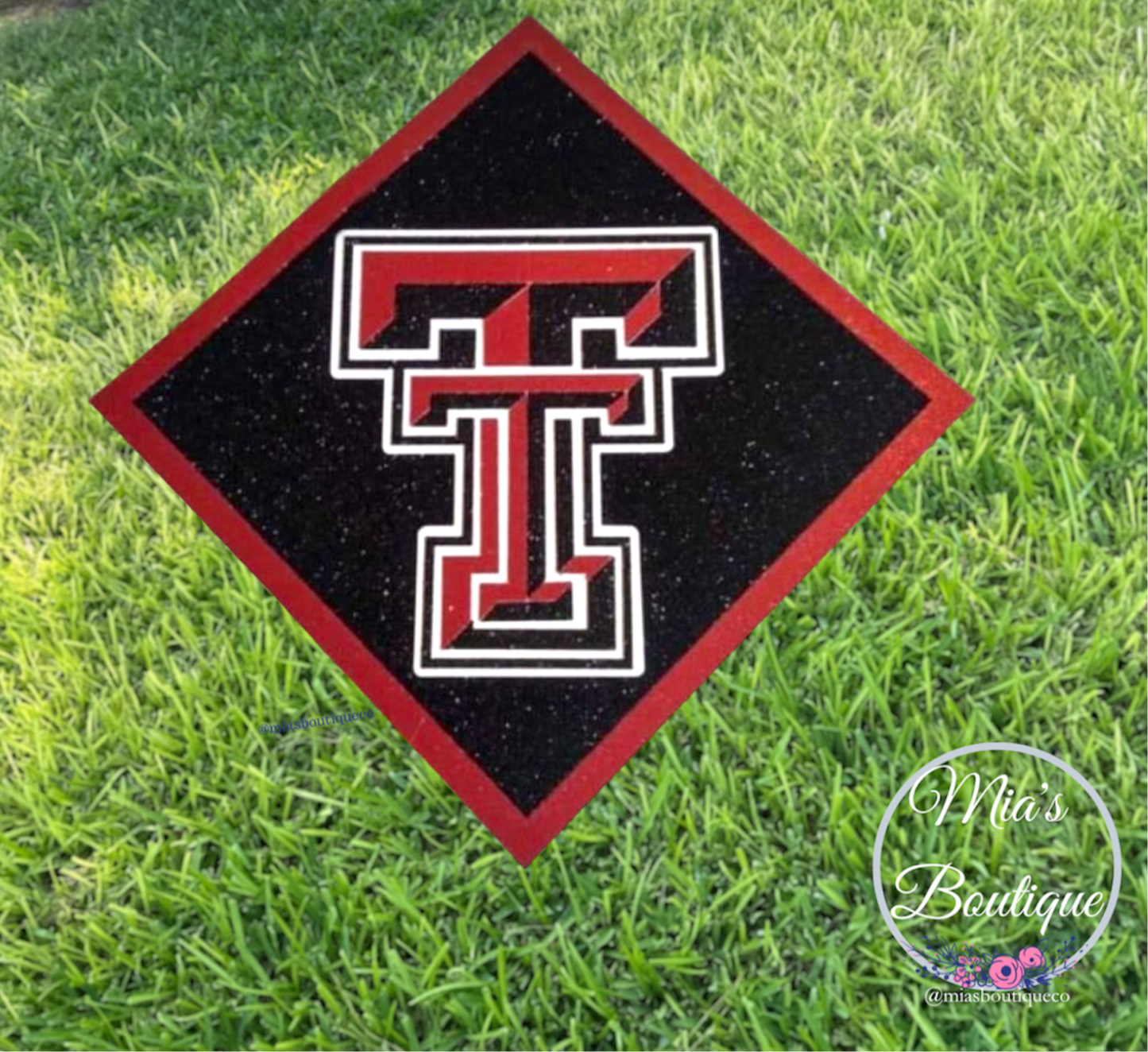 Graduation Cap (AS IS) / College Theme Grad Cap / Decorated Texas Tech Motarboard