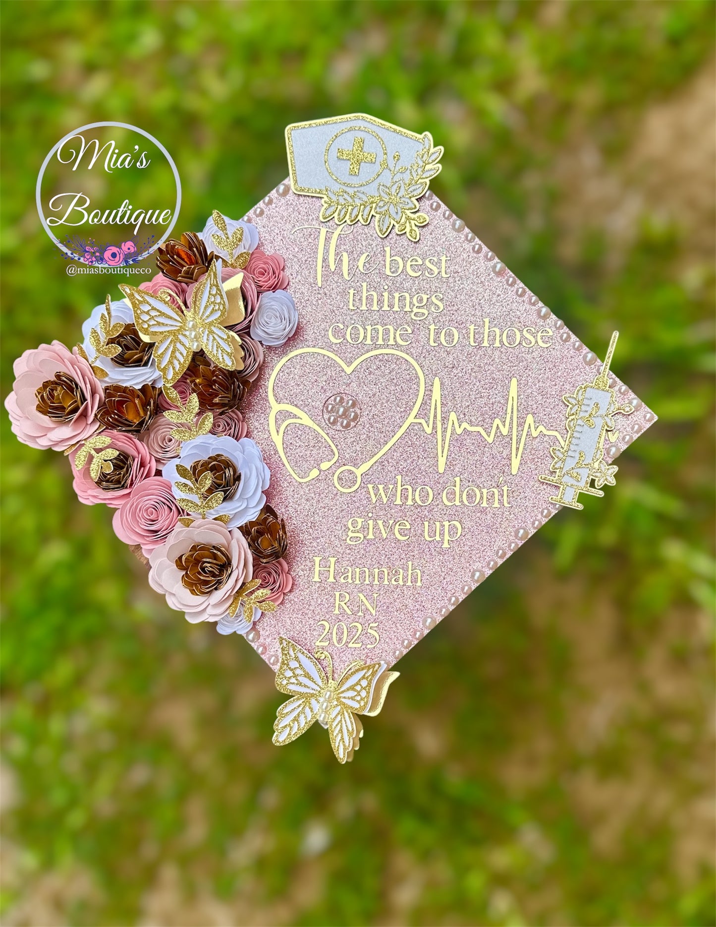 Custom Personalized Graduation Cap Topper Nurse Graduation Cap Nursing heart stethoscope. Personalized graduation cap for graduation day