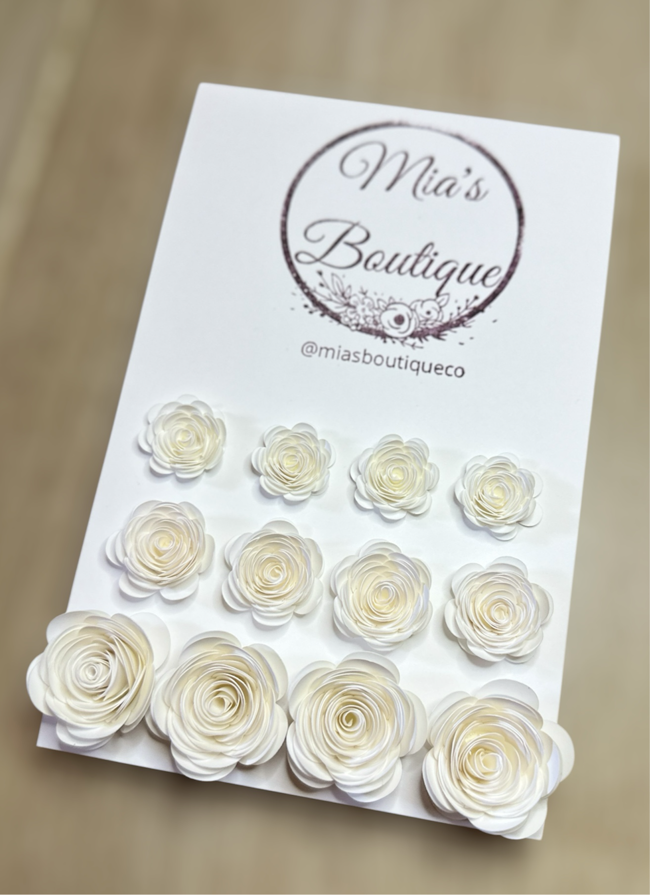 White Roses Flowers set of 12 Small Medium Large Paper Flower Decoration, Grad Cap Paper Flower Embellishment, Graduation Cap Toppers