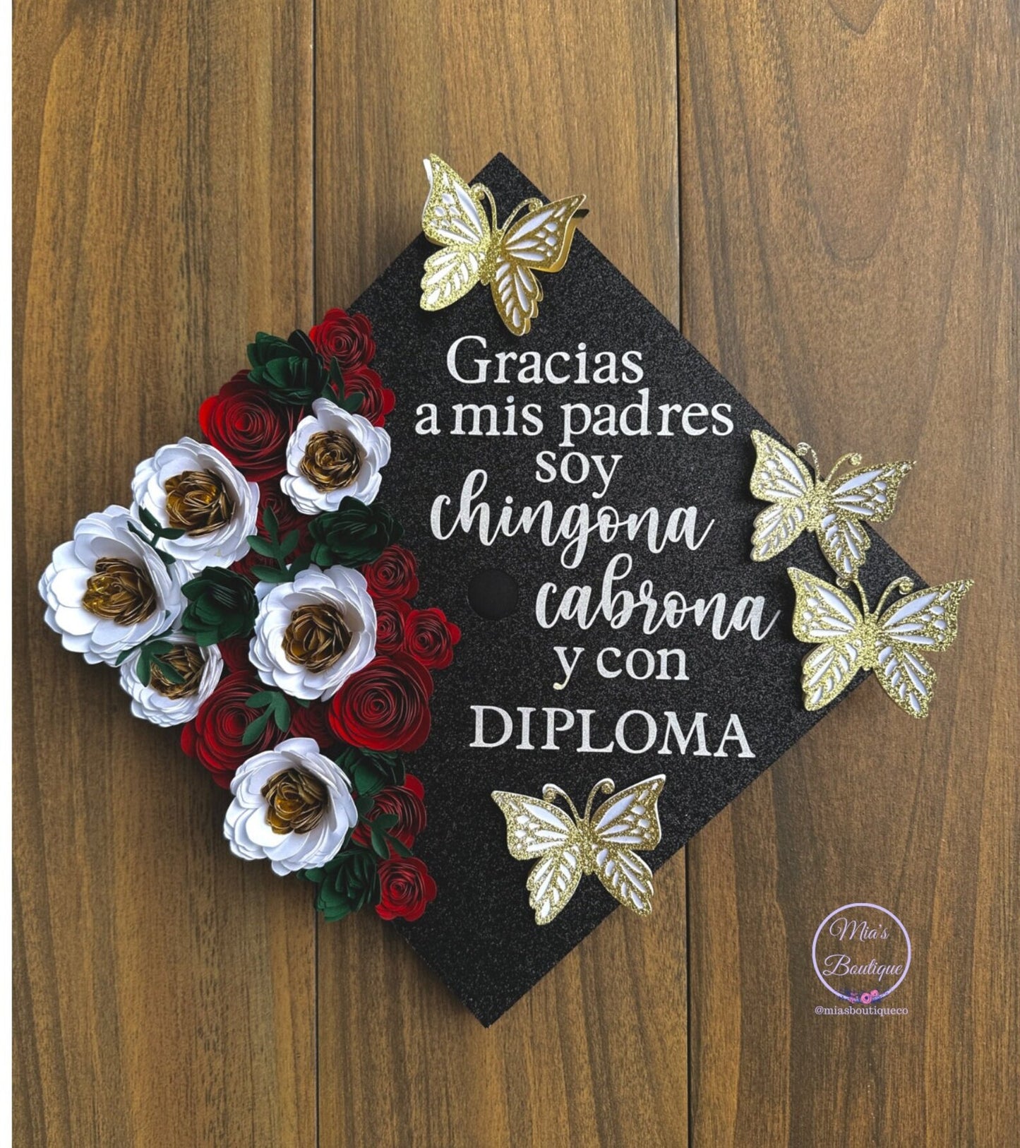 Custom Personalized Mexico Graduation Cap Topper Para Mis Padres Floral Sunflower Mexican Grad Cap
