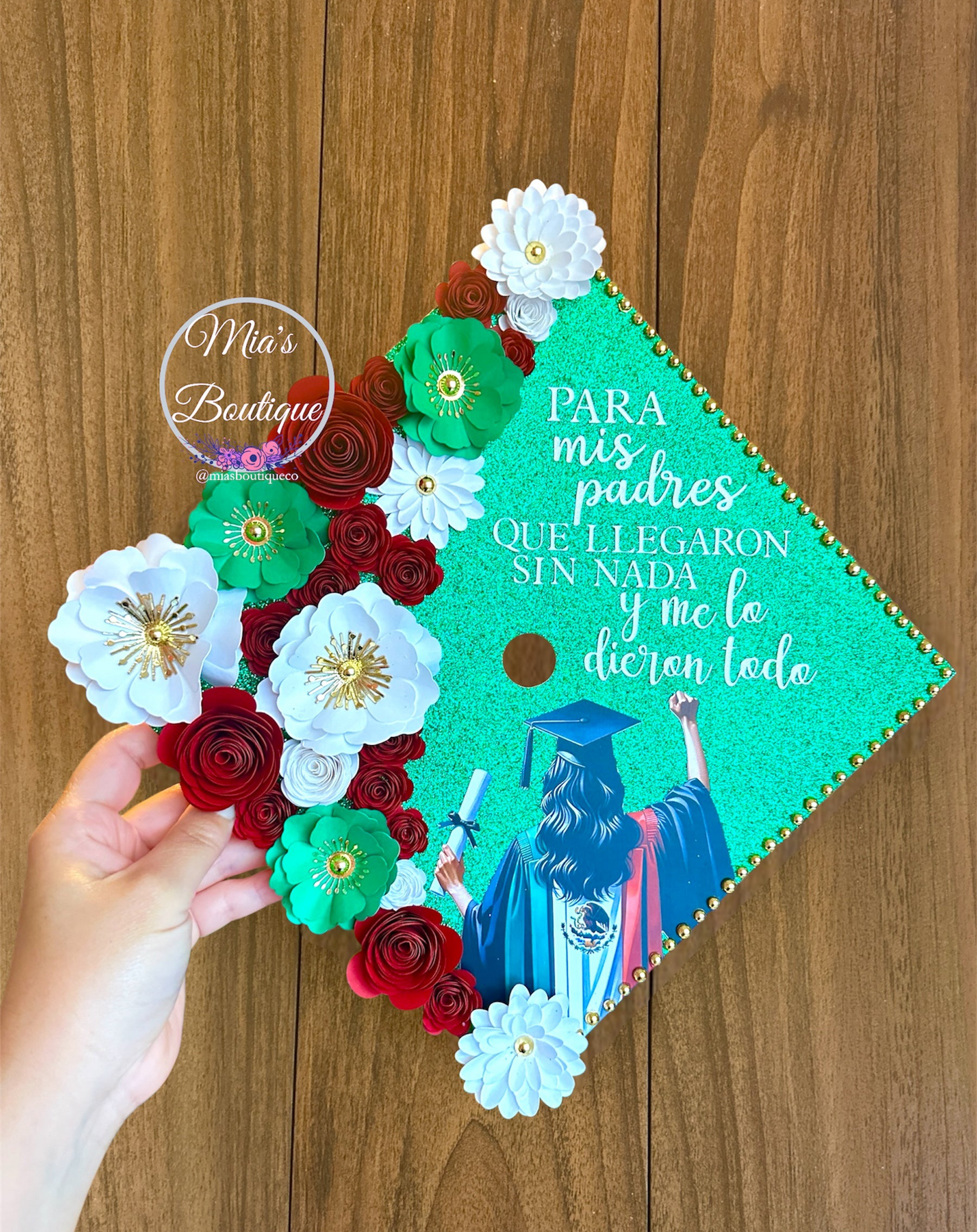 Custom Mexican Graduation Cap Topper Para Mis
Padres Gold Butterflies Mexican Country Heritage Graduation Cap With Flowers
Sunflower Roses Nurse