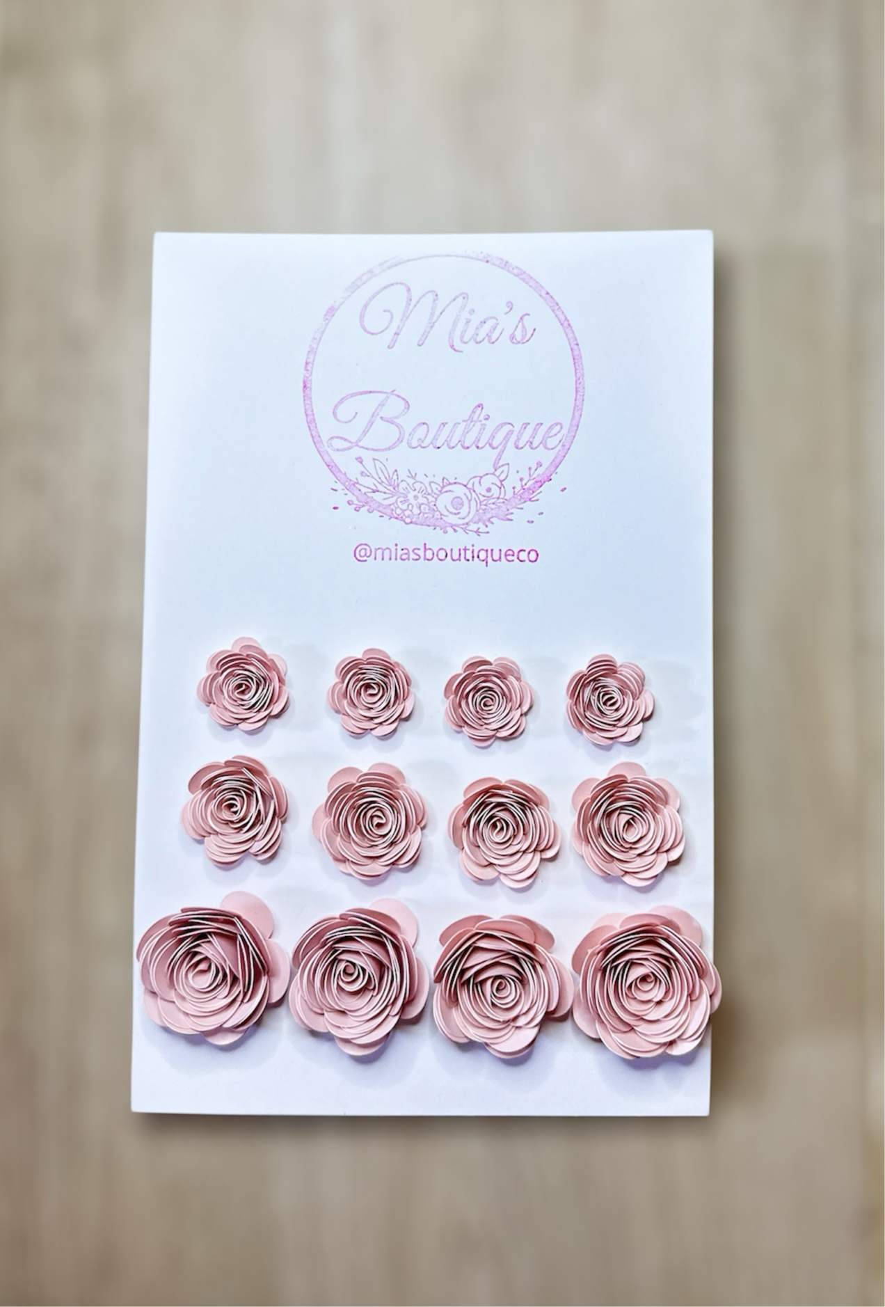 Pink Roses Flowers set of 12 Small Medium Large Paper Flower Decoration, Grad Cap Paper Flower Embellishment, Graduation Cap Toppers