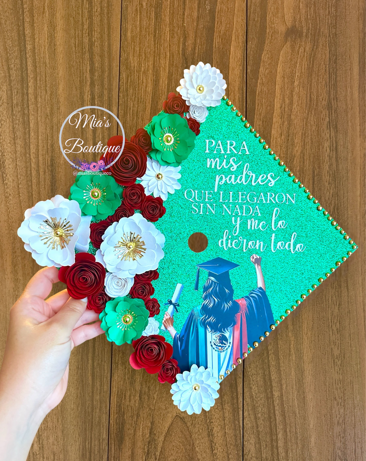 Custom Mexican Graduation Cap Topper Para Mis
Padres Gold Butterflies Mexican Country Heritage Graduation Cap With Flowers
Sunflower Roses Nurse