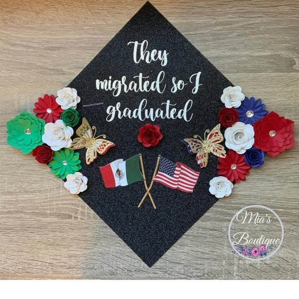 Mexican Graduation Cap Topper Mexico heritage Graduation cap topper Floral sunflowers Para Mis Padres