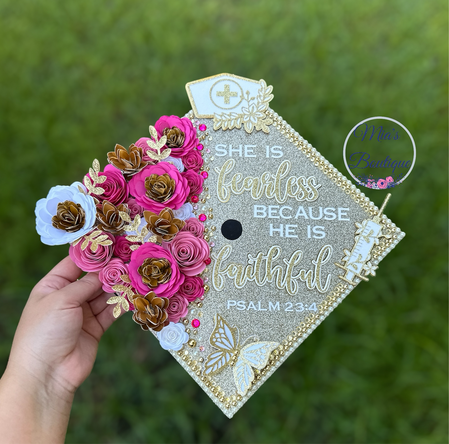 Graduation Cap Topper - Custom Graduation Cap Topper - Graduation Cap Topper Pink