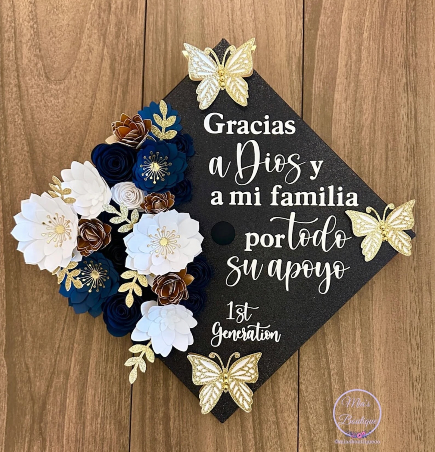 Custom Personalized Mexican Graduation Cap Topper with floral sunflowers