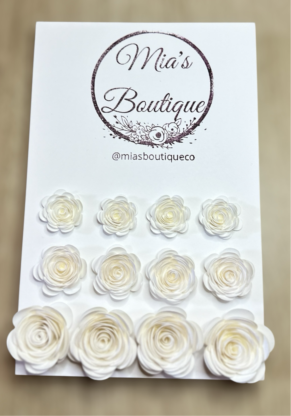 White Roses Flowers set of 12 Small Medium Large Paper Flower Decoration, Grad Cap Paper Flower Embellishment, Graduation Cap Toppers