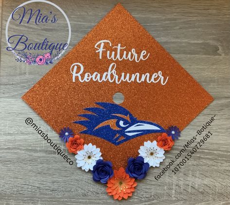 UTSA Graduation Cap/ Custom Graduation Cap/ College Theme Graduation Cap / Floral Grad Cap