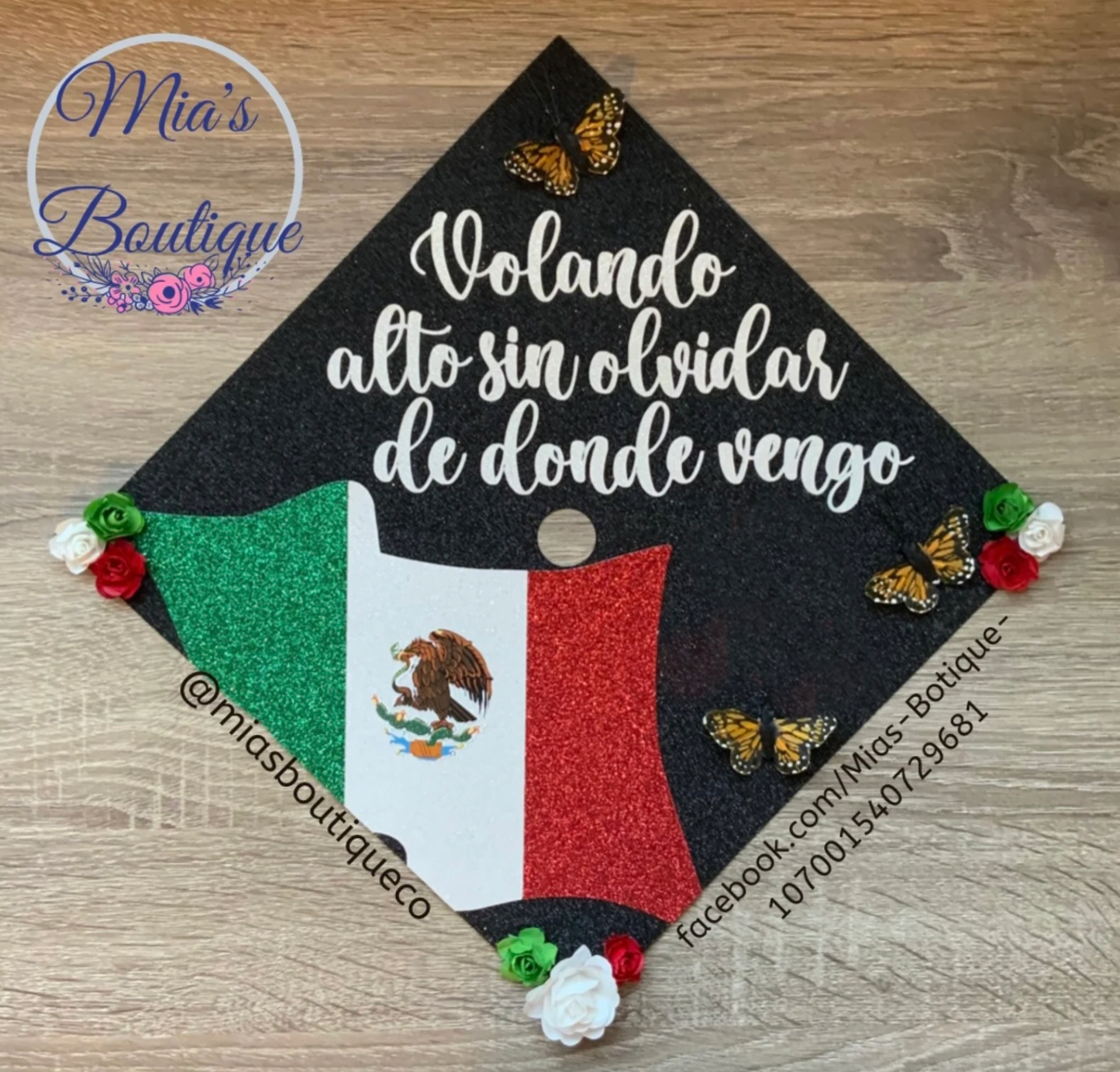 Custom Personalized Mexican Heritage Graduation Cap Topper Floral Sunflower Mexican Flag Hispanic Graduation Cap Topper Para Mis Padres