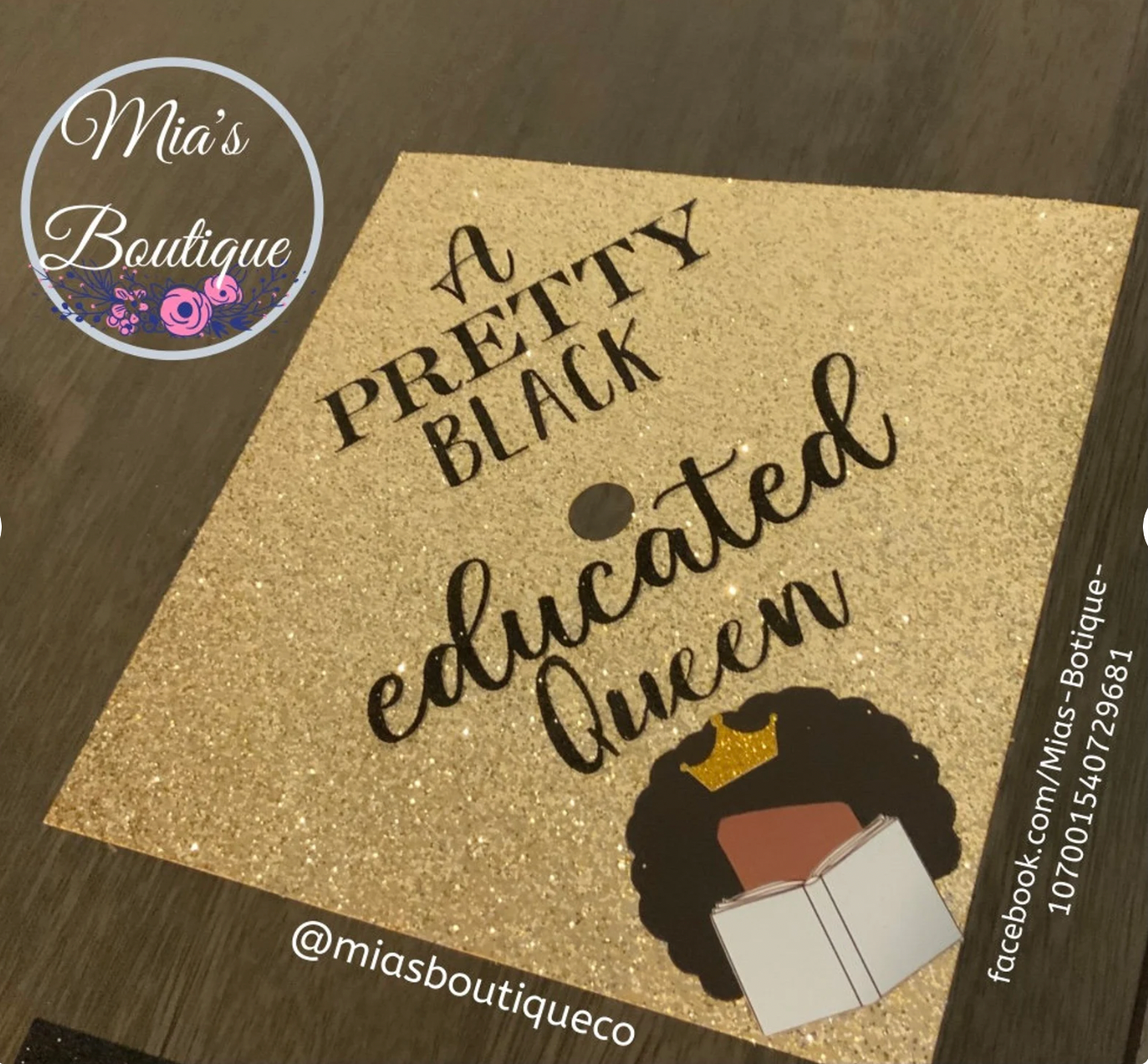Pretty, Educated, Queen Graduation Cap cover/ Decorated Grad Cap cover/Floral Cap Topper/ Custom Graduation Cap Design/ Grad Cap Decor
