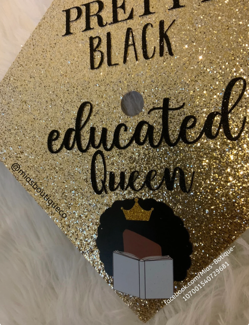 Pretty, Educated, Queen Graduation Cap cover/ Decorated Grad Cap cover/Floral Cap Topper/ Custom Graduation Cap Design/ Grad Cap Decor