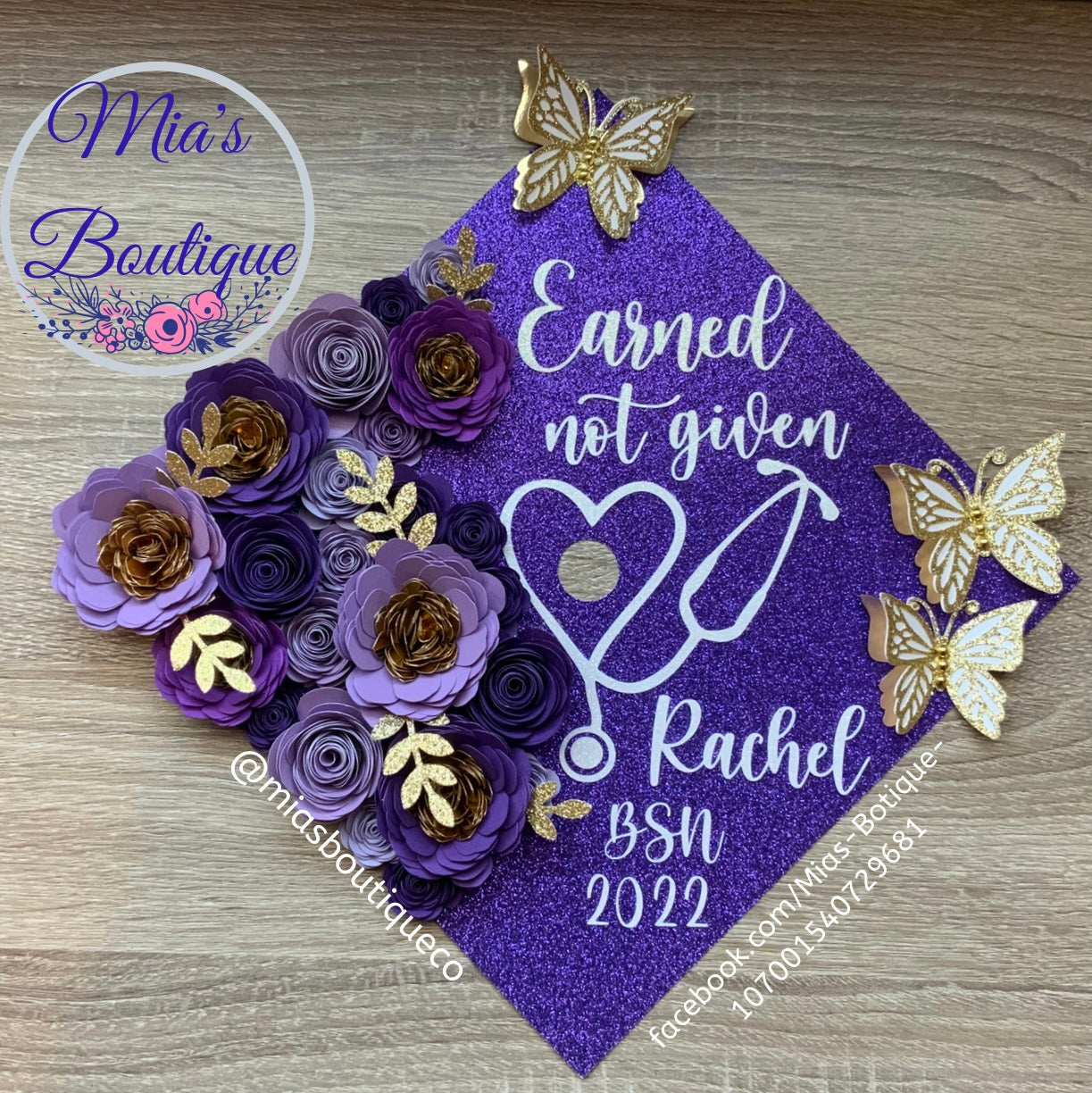 Custom Graduation Cap Topper Earned Not Given Grad Cap Personalize Graduation Cap Topper