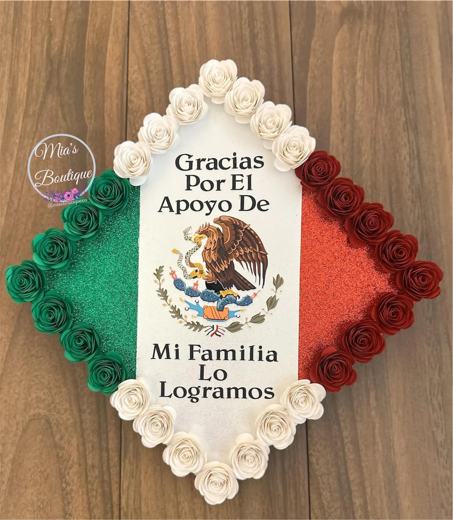 Custom Mexico Graduation Cap Topper Mexican Flag with Flowers Sunflower
Graduation Cap Mexican Hispanic Country