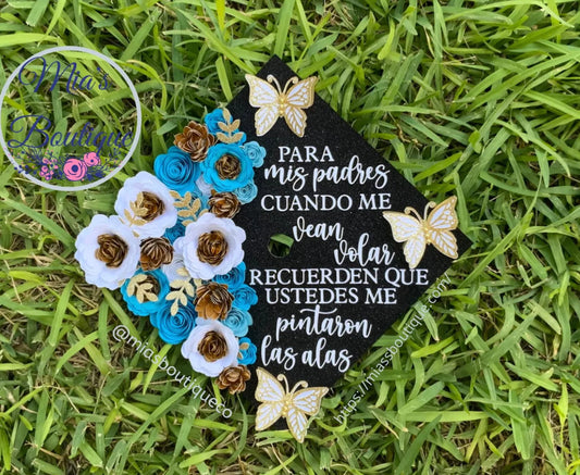 Custom Mexico Graduation Cap Topper Custom Guatemala Mexican Graduation Cap Floral Personalized Graduation Cap Floral Graduation Cap