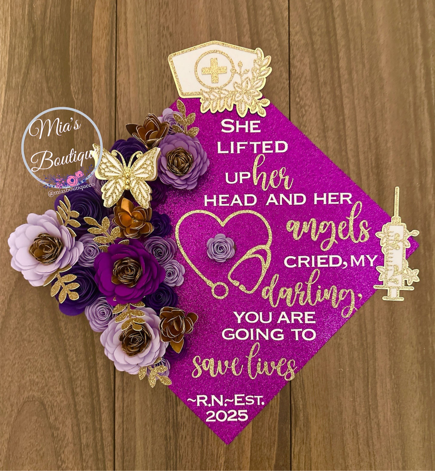 Custom Personalized Graduation Cap Topper Nurse Graduation Cap Nursing heart stethoscope. Personalized graduation cap for graduation day