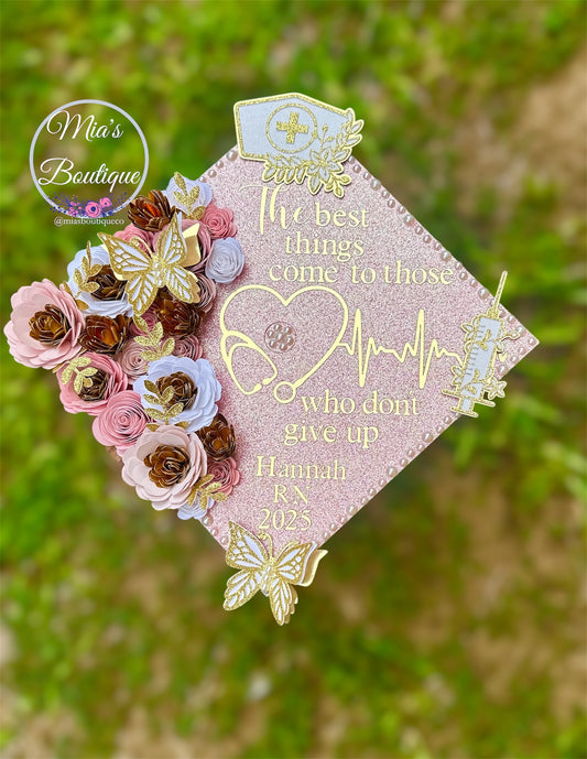 Custom Personalized Graduation Cap Topper Nurse Graduation Cap Nursing heart stethoscope. Personalized graduation cap for graduation day