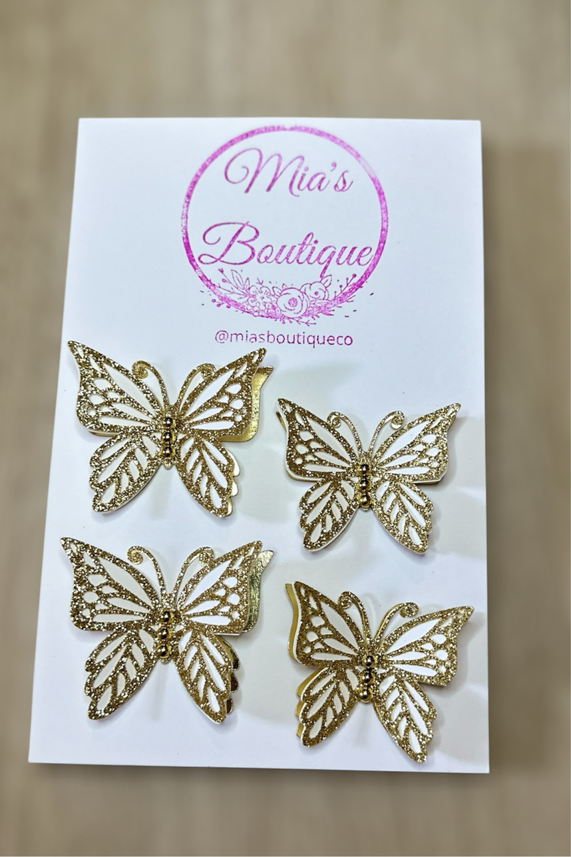 Butterflies White and Gold, DIY crafting project, Butterflies Red & Gold set of 4 Embellishments Decoration