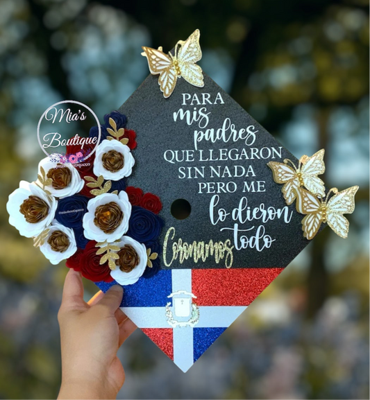 Custom Personalized Dominican Republic Graduation Cap Topper Republica Dominican