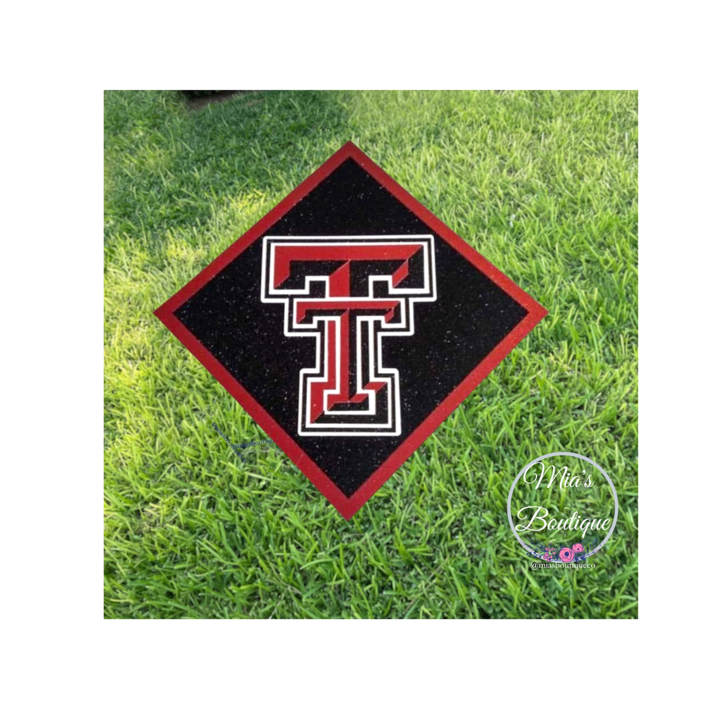 Graduation Cap (AS IS) / College Theme Grad Cap / Decorated Texas Tech Motarboard