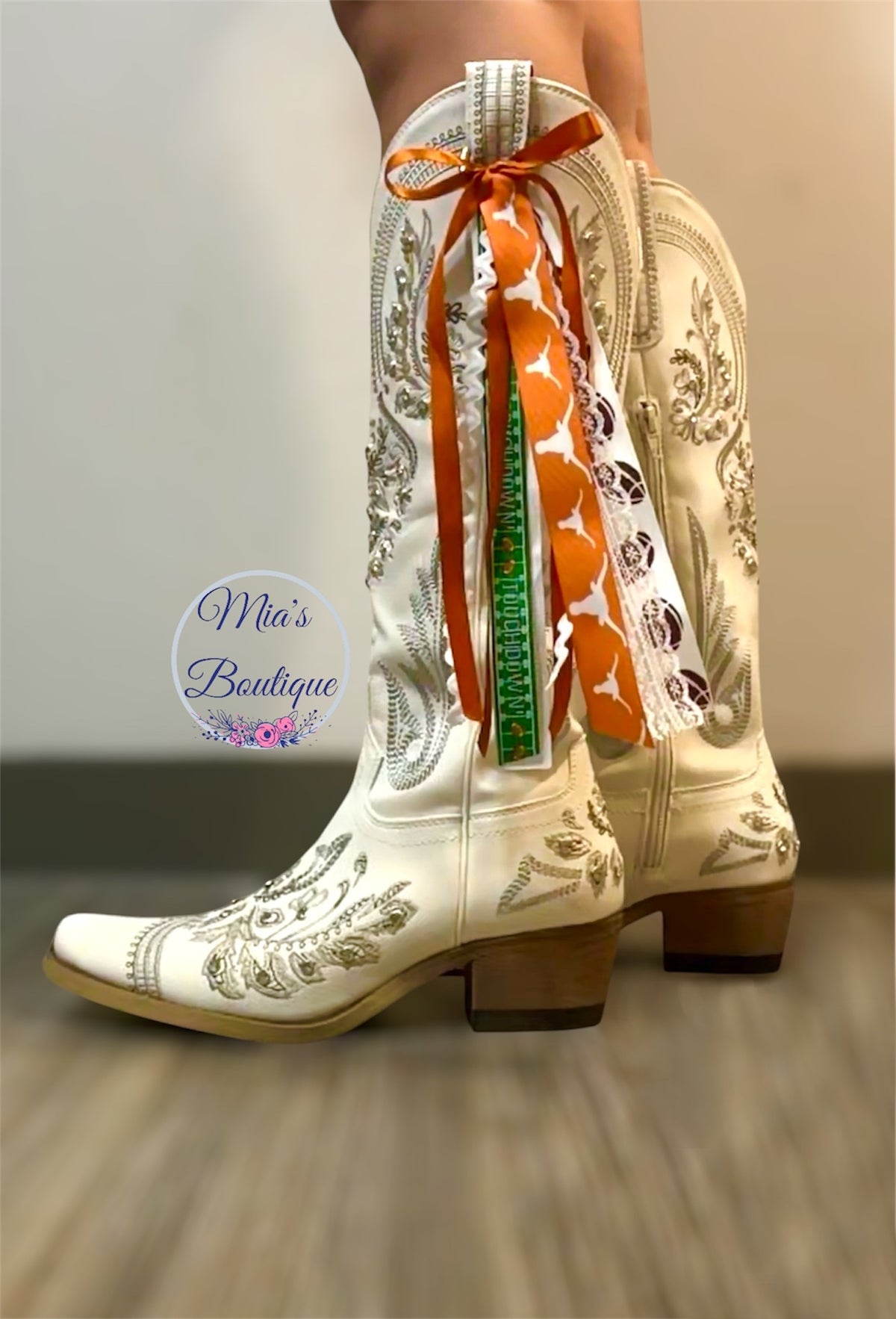 Boot Rivbons For Megan Boot Ribbons / Gameday Boot Ribbons / Boot Buttons – Mia's Boutique Co