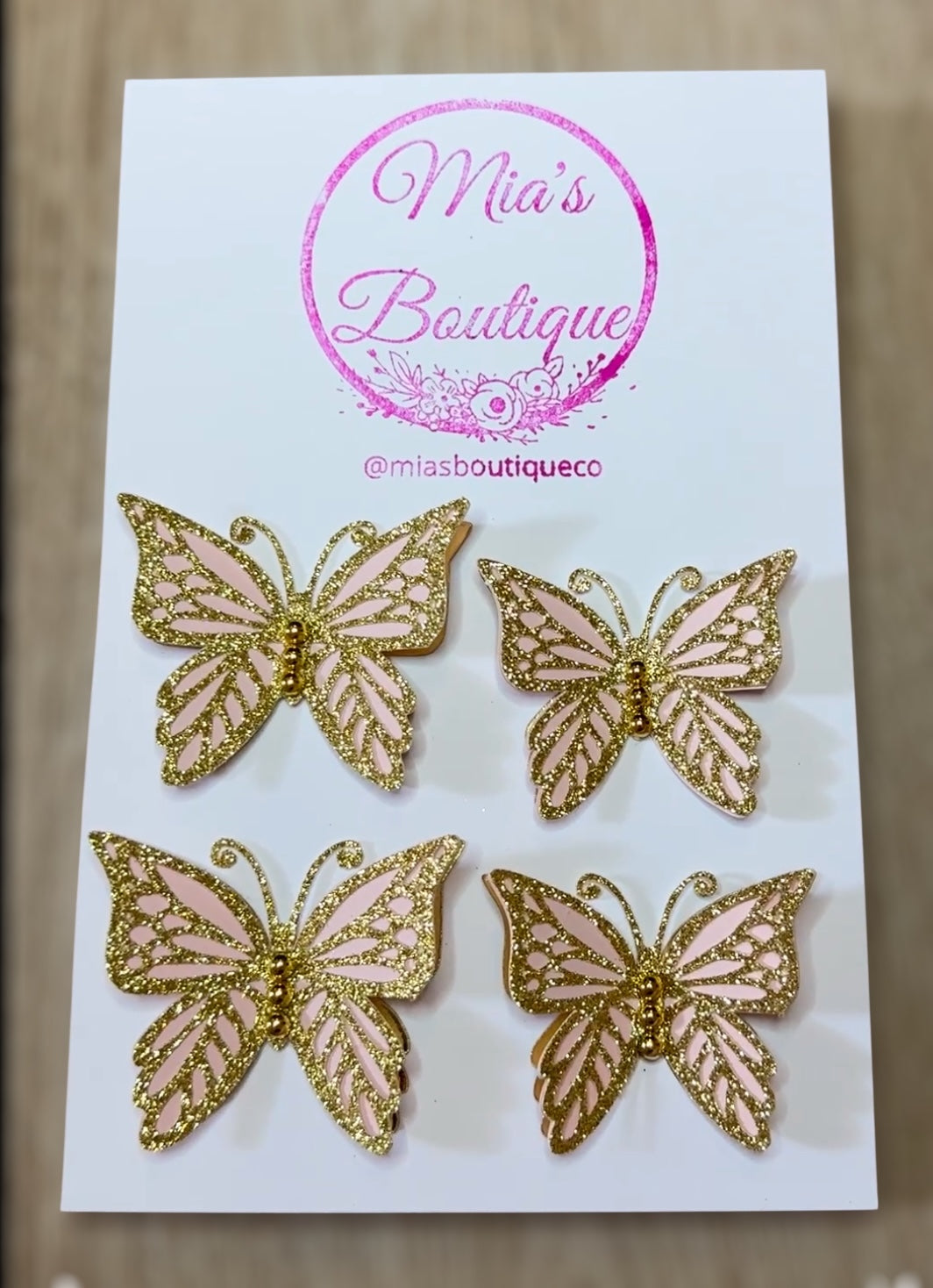 Butterflies Pink and Gold, (ROSE GOLD!) DIY crafting project, Butterflies Red & Gold set of 4 Embellishments Decoration