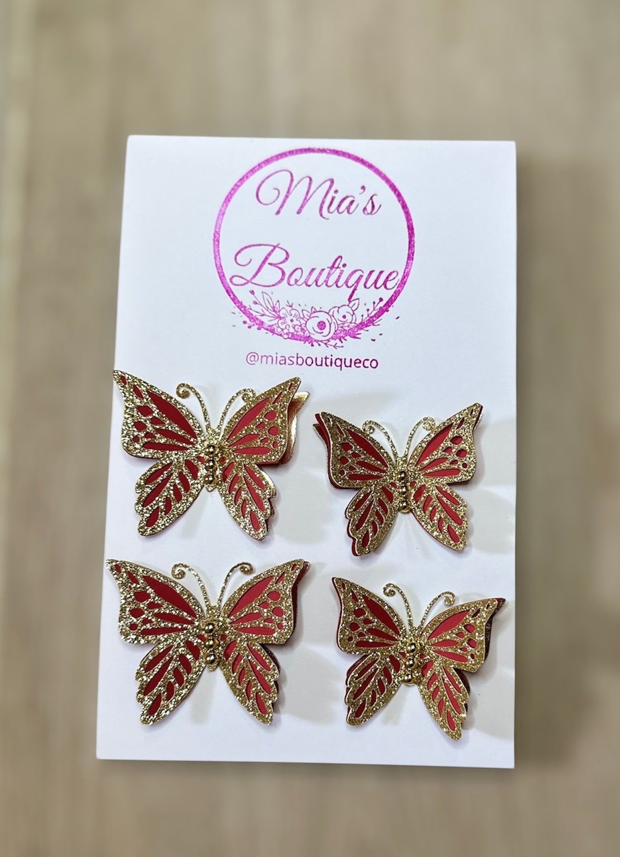 Butterflies Red and Gold, DIY crafting project, Butterflies Red & Gold set of 4 Embellishments Decoration