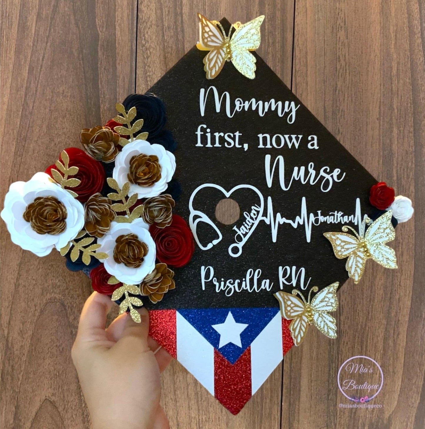 Puerto Rico Graduation Cap Graduation Cap Floral Sunflower Flag US and Puerto Rico Graduation Cap cover