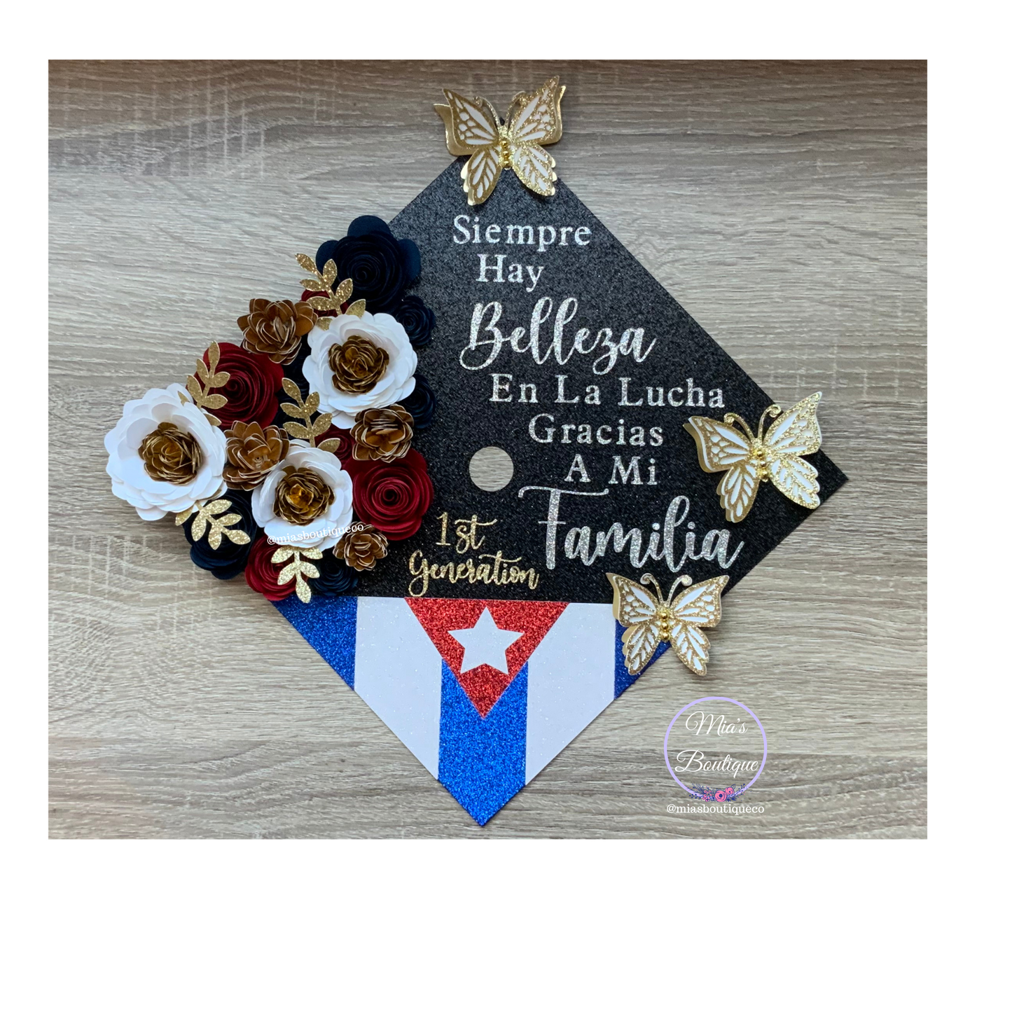 Cuba Graduation Cap Custom Graduation Cap Personalized Graduation Cap Floral Sunflower Flag Custom Graduation Cap cover. Made in the USA