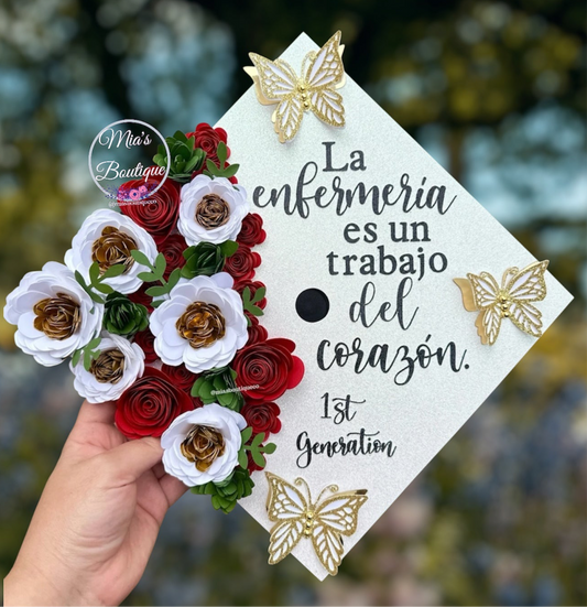 Custom Personalized Mexican Graduation Cap Topper Floral Sunflower Mexico Flag Graduation Cap