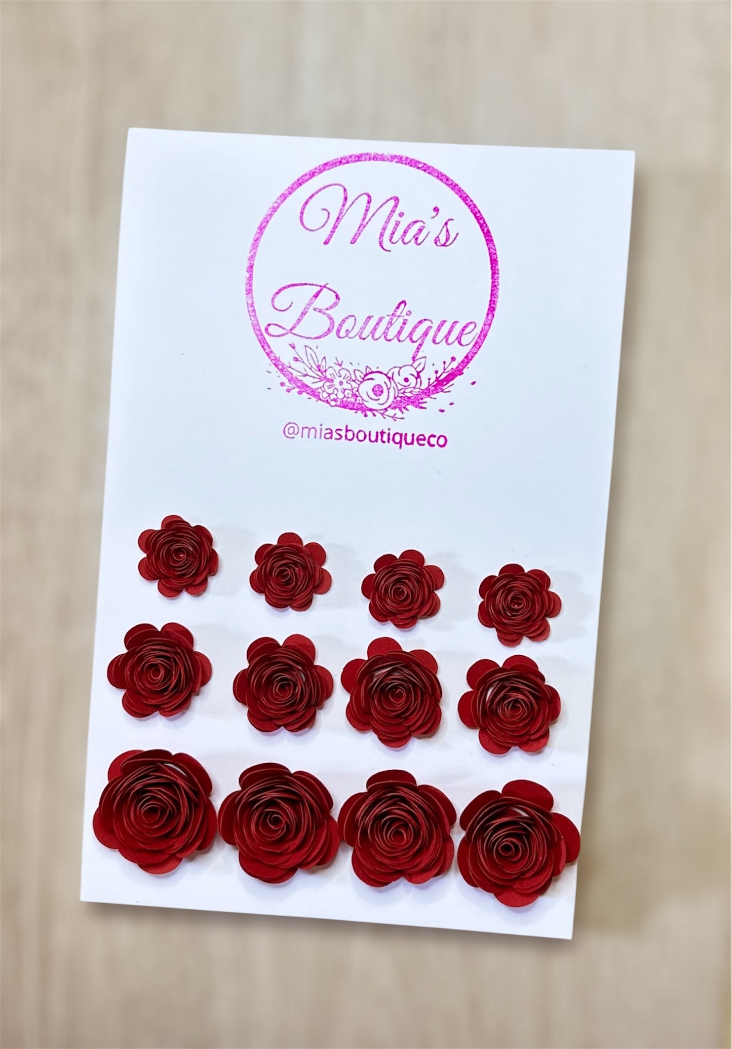 Red Roses Flowers set of 12 Small Medium Large Paper Flower Decoration, Grad Cap Paper Flower Embellishment, Graduation Cap Toppers