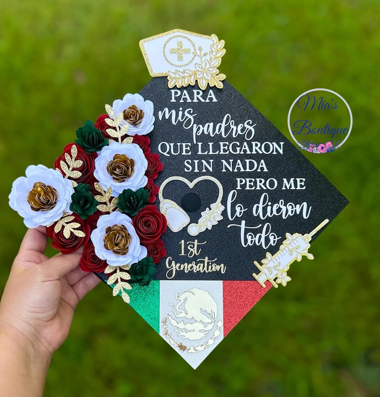 Mexican Graduation Cap Topper - Custom Mexican Nurse Graduation Cap Topper