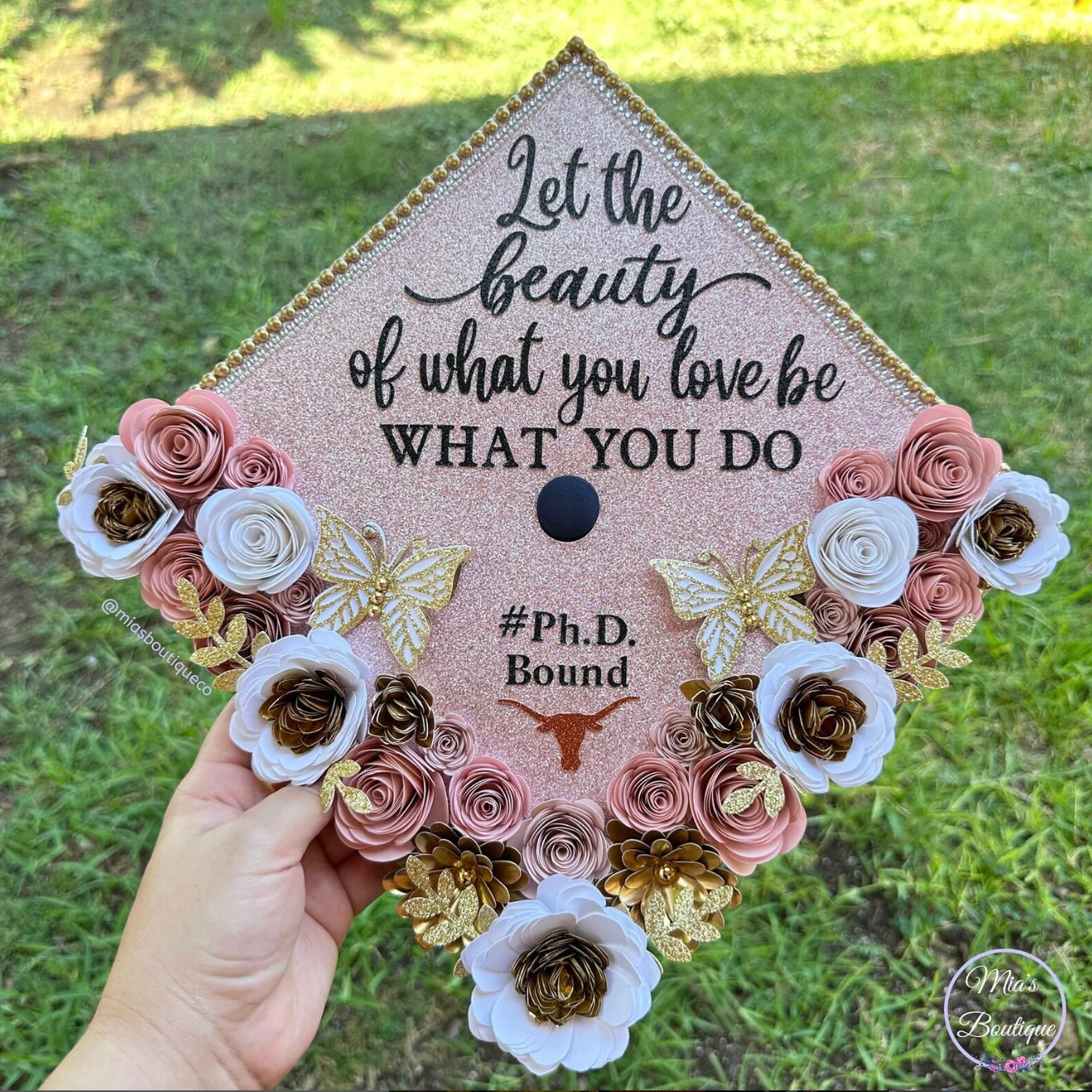 Pink Floral Graduation Cap