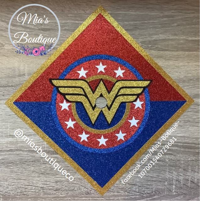 Wonder Woman Graduation Cap (AS IS) / Custom Graduation Cap cover / Decorated Motar Board