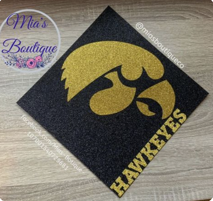 University of Iowa / Custom Graduation Cap cover/ College Theme Graduation Cap