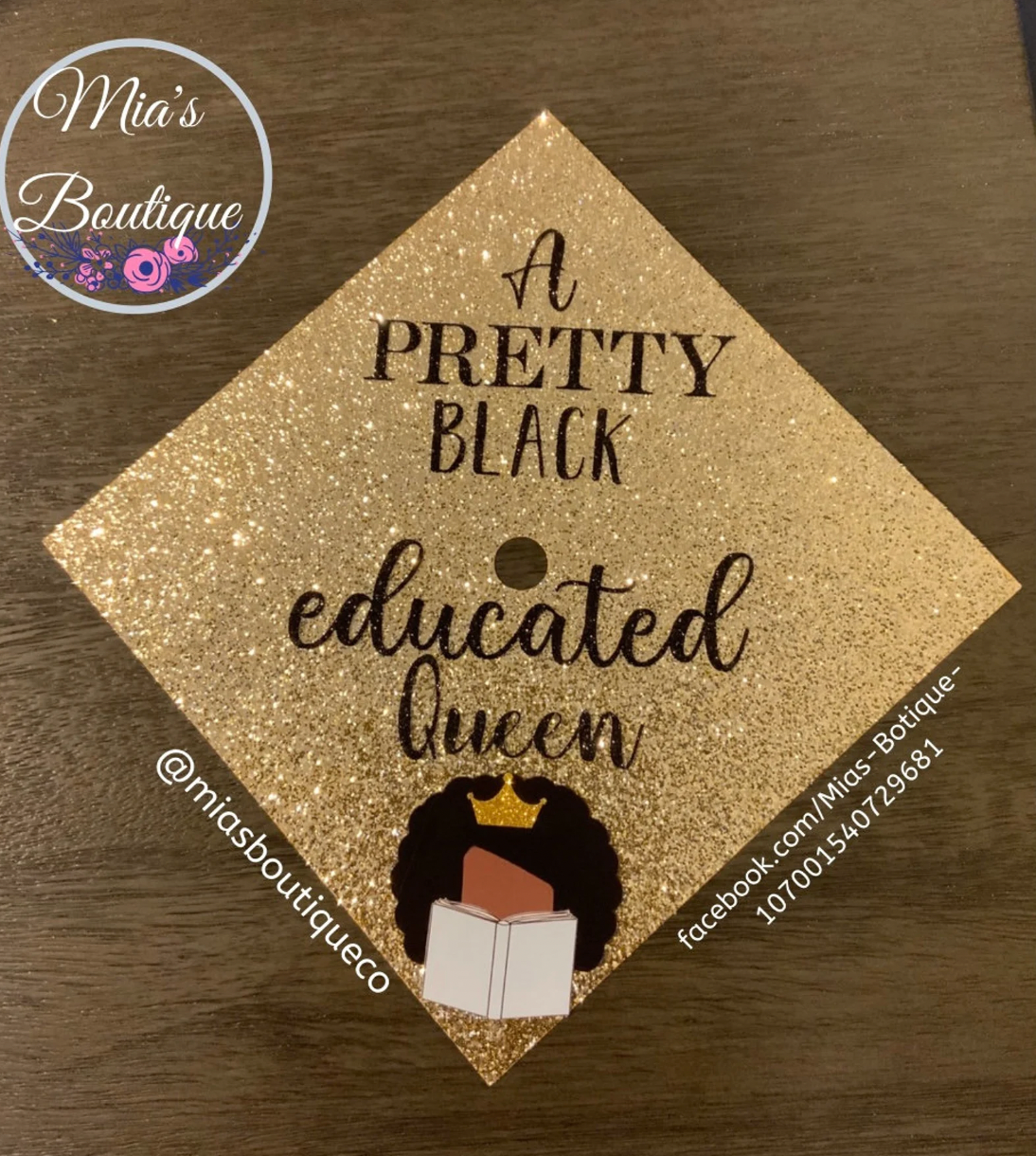 Pretty, Educated, Queen Graduation Cap cover/ Decorated Grad Cap cover/Floral Cap Topper/ Custom Graduation Cap Design/ Grad Cap Decor