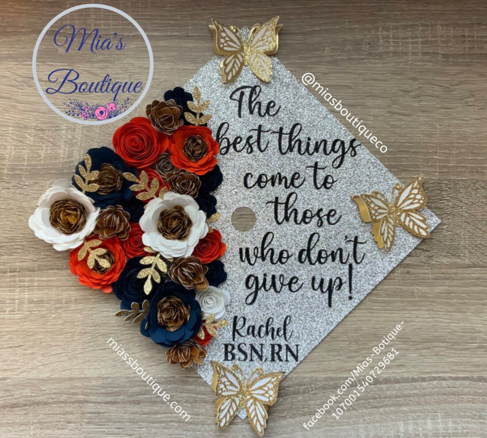 Floral Graduation Cap Topper | Custom Graduation Cap | Rose Gold | Pink ...